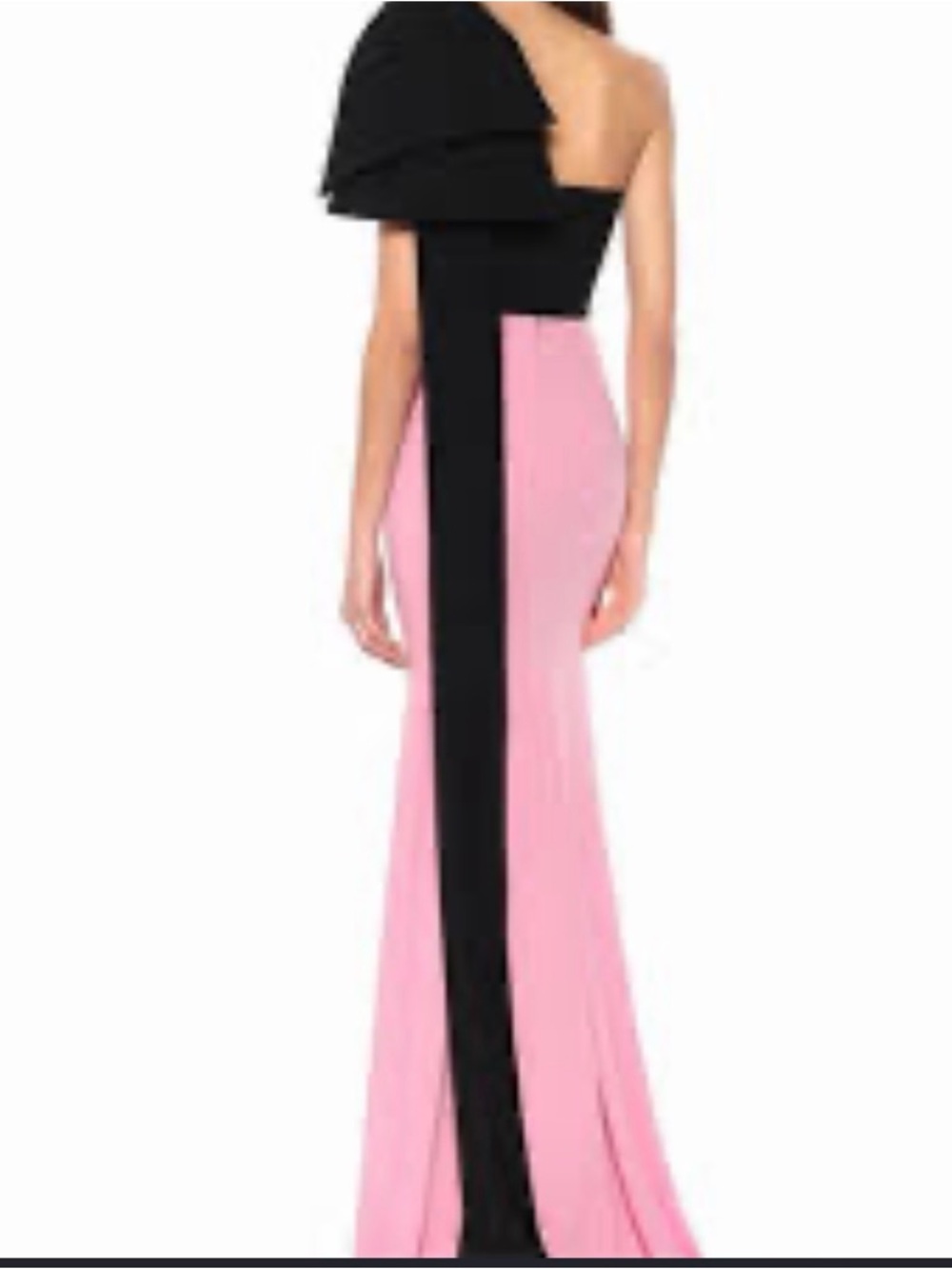 One-Shoulder Black and Pink Evening Gown - Picture 9 of 9